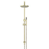 Meir Round 200mm Twin shower with Square Gooseneck &amp; Single Function Hand Shower