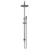 Meir Round 200mm Twin shower with Square Gooseneck &amp; Single Function Hand Shower