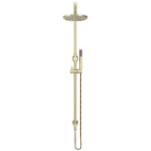 Meir Round 200mm Twin shower with Square Gooseneck &amp; Single Function Hand Shower