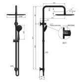 Meir Round 3 Function Twin Shower With Square Gooseneck