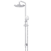 Meir Round 200mm Twin Shower With 3 function Hand Shower &amp; Square Gooseneck