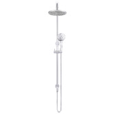 Meir Round 200mm Twin Shower With 3 function Hand Shower &amp; Square Gooseneck