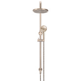 Meir Round 200mm Twin Shower With 3 function Hand Shower &amp; Square Gooseneck
