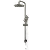 Meir Round 200mm Twin Shower With 3 function Hand Shower &amp; Square Gooseneck