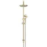 Meir Round 200mm Twin Shower With 3 function Hand Shower &amp; Square Gooseneck