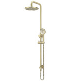 Meir Round 200mm Twin Shower With 3 function Hand Shower &amp; Square Gooseneck