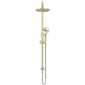 Meir Round 200mm Twin Shower With 3 function Hand Shower &amp; Square Gooseneck
