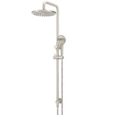 Meir Round 200mm Twin Shower With 3 function Hand Shower &amp; Square Gooseneck