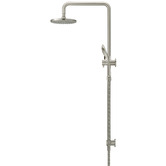 Meir Round 200mm Twin Shower With 3 function Hand Shower &amp; Square Gooseneck