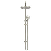 Meir Round 200mm Twin Shower With 3 function Hand Shower &amp; Square Gooseneck