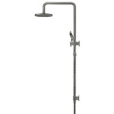 Meir Round 200mm Twin Shower With 3 function Hand Shower &amp; Square Gooseneck