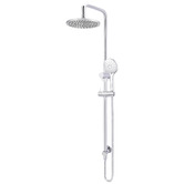Meir Round 200mm Twin Shower With 3 function Hand Shower &amp; Square Gooseneck