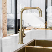Meir Round Kitchen Sink Mixer With Square Gooseneck