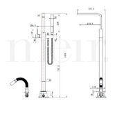 Meir 104cm Matte Black Freestanding Bath Spout &amp; Hand-Held Shower Set