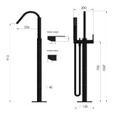 Meir Floor Mounted Bath Mixer with Hand-Held Shower