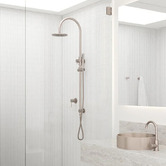 Meir Round Gooseneck 200mm Twin Shower With Single Function Hand Shower