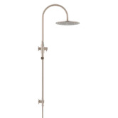 Meir Round Gooseneck 300mm Twin Shower with single function hand shower