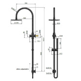 Meir Round Gooseneck 200mm Twin Shower With Single Function Hand Shower