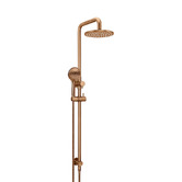 Meir Round 200mm Twin Shower With 3 function Hand Shower &amp; Square Gooseneck