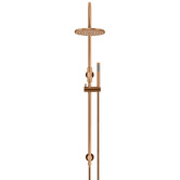 Meir Round Gooseneck 200mm Twin Shower With Single Function Hand Shower