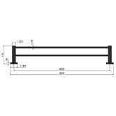 Meir Square 600mm Matte Black Double Towel Rail