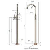 Meir Harrington 210mm Brushed Nickel Floor Mounted Bath Mixer