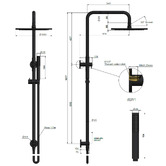 Meir Round 300mm Twin Shower With Single Function Hand Shower &amp; Square Gooseneck