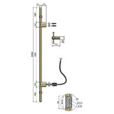 Meir Meir 1000mm Heated Vertical Towel Bar &amp; Hook
