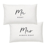 Splosh 2 Piece Mr. &amp; Mrs. Right Cotton-Blend Pillowcases Set