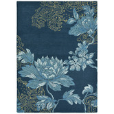 Wedgwood Navy Floral Fabled Hand-Tufted Rug
