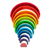 Jenjo Games Kids' 12 Piece Rainbow Wooden Stacking Blocks Set