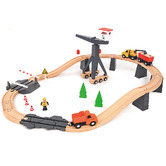Tooky Toy Tooky Toy 35 Piece Construction Yard Train Set