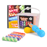 Jarmelo 24 Piece Washable Sidewalk Chalk Set with Holders