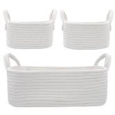 Living Textiles 3 Piece White Cotton Rope Storage Set