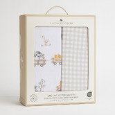 Living Textiles Living Textiles 2 Piece Tractor Ride Organic Cotton Cot Fitted Sheet Set