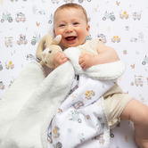 Living Textiles Living Textiles Tractor Ride Organic Cotton Pram Blanket