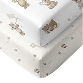 Living Textiles Living Textiles 2 Piece Cuddly Bear Organic Cotton Cot Fitted Sheet Set