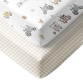 Living Textiles Living Textiles 2 Piece Tractor Ride Organic Cotton Cot Fitted Sheet Set
