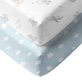 Living Textiles Living Textiles 2 Piece Elephant Playtime Organic Cotton Cot Fitted Sheet Set