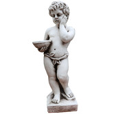 The Complete Garden Cherub Holding a Bowl Fibrestone Statue