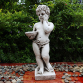 The Complete Garden Cherub Holding a Bowl Fibrestone Statue