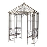The Complete Garden Rustic Brown Garden Gazebo with Built-In Benches
