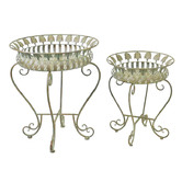 The Complete Garden 2 Piece Distressed Steel Plant Stand Set