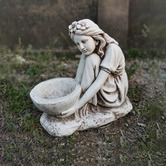 The Complete Garden Girl Holding Birdfeeder Statue