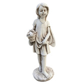 The Complete Garden Eden Girl with Flower Basket Fibrestone Garden Statue