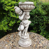 The Complete Garden Colliat Girl with Flower Pot Fibrestone Garden Statue