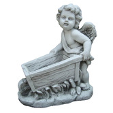 The Complete Garden Muriel Angel with Wheelbarrow Fibrestone Garden Statue