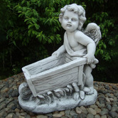 The Complete Garden Muriel Angel with Wheelbarrow Fibrestone Garden Statue