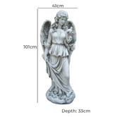 The Complete Garden Cassiel Angel Holding Bird Fibrestone Garden Statue