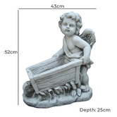 The Complete Garden Muriel Angel with Wheelbarrow Fibrestone Garden Statue